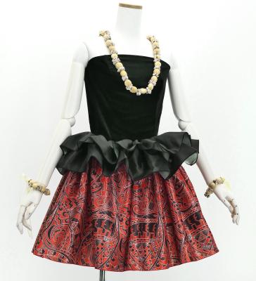 Tahitian Shantung Skirt with Kahiko & Moana Print / Luxury Collection / Red / J3226-5