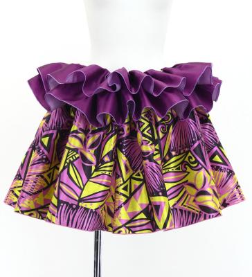 Tahitian Shantung Skirt with Kahiko & Lehua Print / Luxury Collection / Pink & Yellow / J3226-7