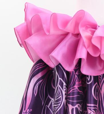 Tahitian Shantung Skirt with Kahiko & Hibiscus Print / Luxury Collection / Purple & Pink / J3226-8