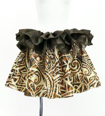 Tahitian Shantung Skirt with Kahiko Print / Luxury Collection / Beige & Brown / J3226-9