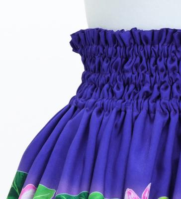 Hula Shantung Pa'u Skirt with Cattleya Lei Print / Luxury Collection / Purple / J3227pu