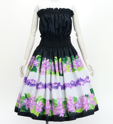 Hula Set up with Cattleya Lei Print / Luxury Collection / Black / J3228bk