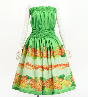 Hula Set up with Cattleya Lei Print / Luxury Collection / Green / J3228gr