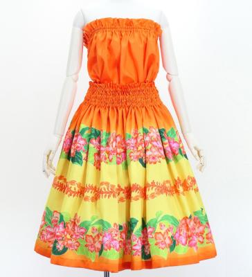 Hula Set up with Cattleya Lei Print / Luxury Collection / Orange / J3228or