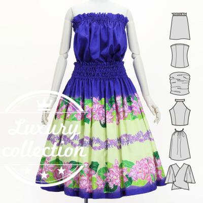 Hula Set up with Cattleya Lei Print / Luxury Collection / Purple / J3228pu