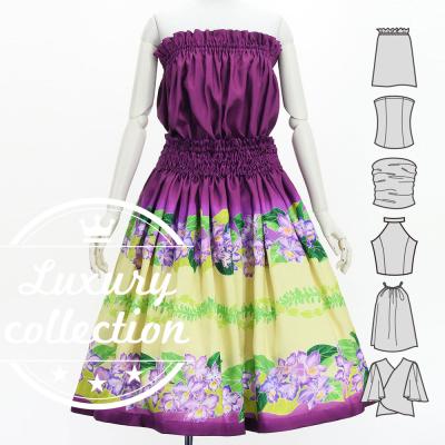 Hula Set up with Cattleya Lei Print / Luxury Collection / Red Purple / J3228rdpu