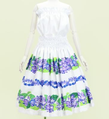 Hula Set up with Cattleya Lei Print / Luxury Collection / White / J3228wh