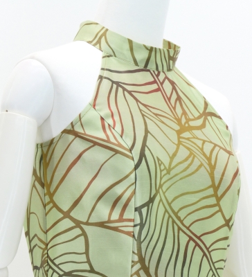 Hula Long Banana Leaf Dress with Shantung / Luxury Collection / Beige / J3252be