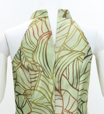 Hula Long Banana Leaf Dress with Shantung / Luxury Collection / Beige / J3252be