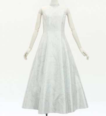 Hula Long Banana Leaf Dress with Shantung / Luxury Collection / White / J3252wh