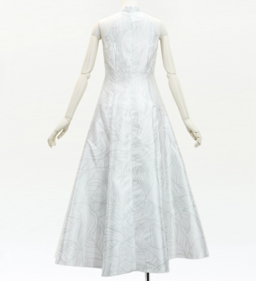 Hula Long Banana Leaf Dress with Shantung / Luxury Collection / White / J3252wh