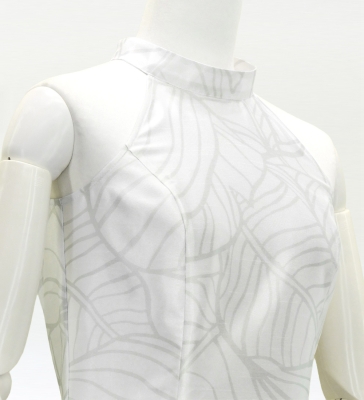 Hula Long Banana Leaf Dress with Shantung / Luxury Collection / White / J3252wh