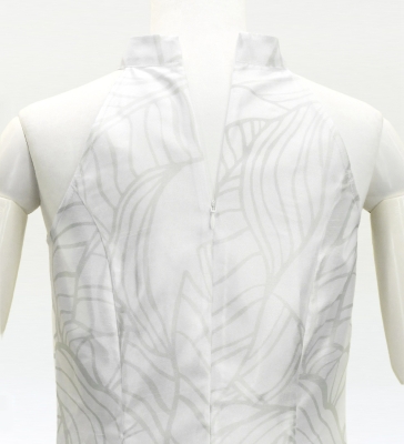 Hula Long Banana Leaf Dress with Shantung / Luxury Collection / White / J3252wh