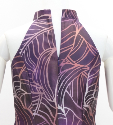 Hula Long Banana Leaf Dress with Shantung / Luxury Collection / Wine / J3252wi