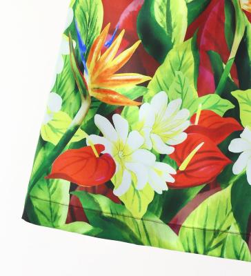 Hula Shantung Pa'u Skirt with Hawaiian Flower & Leaf Print / Luxury Collection / J3255-1