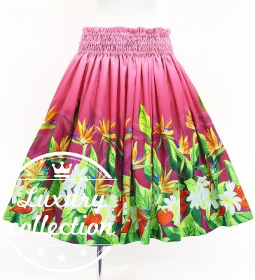 Hula Shantung Pa'u Skirt with Hawaiian Flower & Leaf Print / Luxury Collection / J3255-2