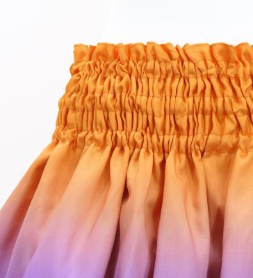 Hula Shantung Pa'u Skirt with Hawaiian Flower & Leaf Print / Luxury Collection / J3255-4