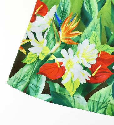 Hula Shantung Pa'u Skirt with Hawaiian Flower & Leaf Print / Luxury Collection / J3255-5