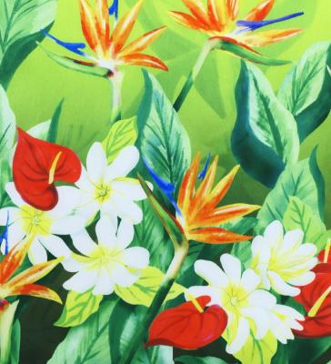 Hula Shantung Pa'u Skirt with Hawaiian Flower & Leaf Print / Luxury Collection / J3255-5