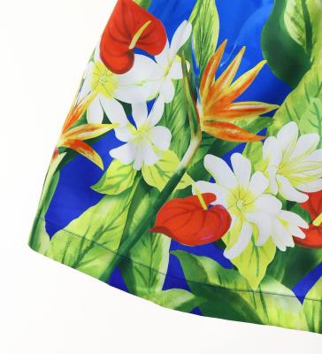 Hula Shantung Pa'u Skirt with Hawaiian Flower & Leaf Print / Luxury Collection / J3255-6