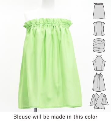 Hula Blouse & Pa'u Set-Up with Hawaiian Flower & Leaf Print / Luxury Collection / J3256-5