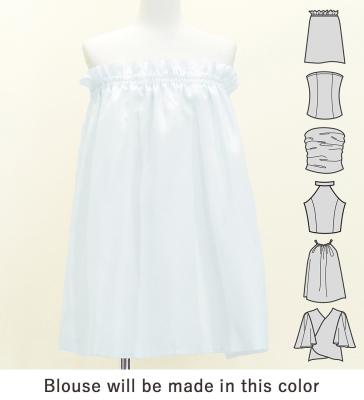 Hula Blouse & Pa'u Set-Up with Hawaiian Flower & Leaf Print / Luxury Collection / J3256-8