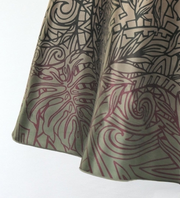 Hula Midi Dress with Monstera & Kahiko Print / Luxury Collection / J3257-1