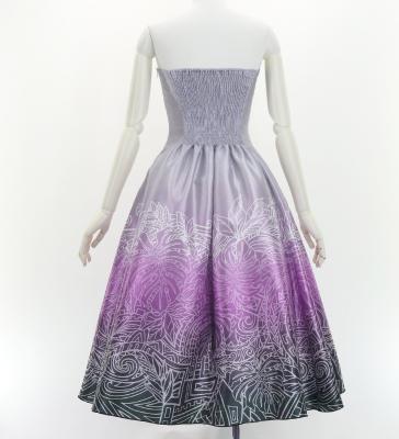 Hula Midi Dress with Monstera & Kahiko Print / Luxury Collection / J3257-2