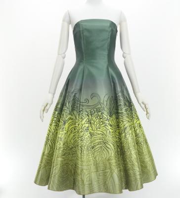 Hula Midi Dress with Monstera & Kahiko Print / Luxury Collection / J3257-7