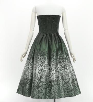 Hula Midi Dress with Monstera & Kahiko Print / Luxury Collection / J3257-8