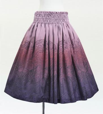 Hula Shantung Pa'u Skirt with Monstera & Kahiko Print / Luxury Collection / J3258-1