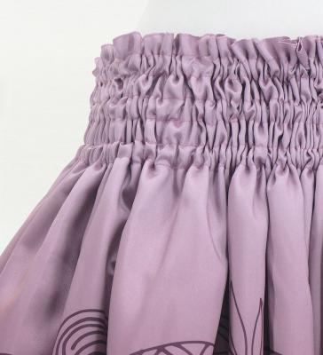 Hula Shantung Pa'u Skirt with Monstera & Kahiko Print / Luxury Collection / J3258-1