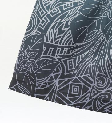 Hula Shantung Pa'u Skirt with Monstera & Kahiko Print / Luxury Collection / J3258-2