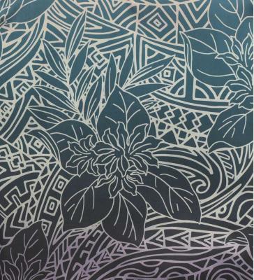 Hula Shantung Pa'u Skirt with Monstera & Kahiko Print / Luxury Collection / J3258-2