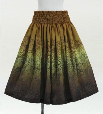 Hula Shantung Pa'u Skirt with Monstera & Kahiko Print / Luxury Collection / J3258-3