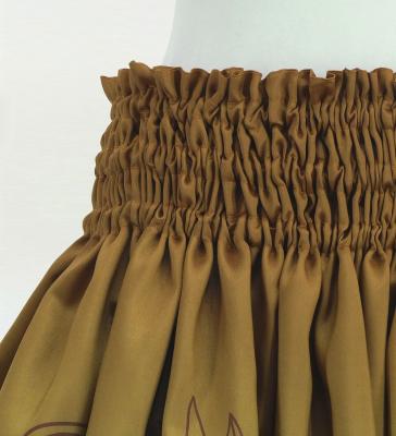 Hula Shantung Pa'u Skirt with Monstera & Kahiko Print / Luxury Collection / J3258-3