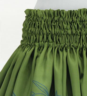 Hula Shantung Pa'u Skirt with Monstera & Kahiko Print / Luxury Collection / J3258-6