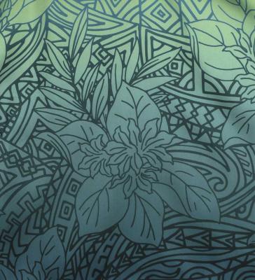 Hula Shantung Pa'u Skirt with Monstera & Kahiko Print / Luxury Collection / J3258-6