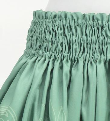 Hula Shantung Pa'u Skirt with Monstera & Kahiko Print / Luxury Collection / J3258-7