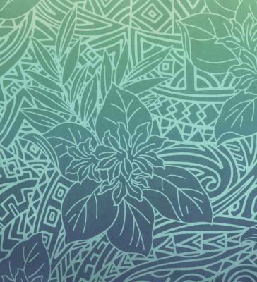 Hula Shantung Pa'u Skirt with Monstera & Kahiko Print / Luxury Collection / J3258-7