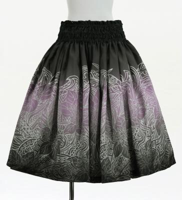 Hula Shantung Pa'u Skirt with Monstera & Kahiko Print / Luxury Collection / J3258-8
