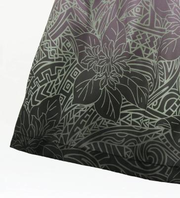 Hula Shantung Pa'u Skirt with Monstera & Kahiko Print / Luxury Collection / J3258-8