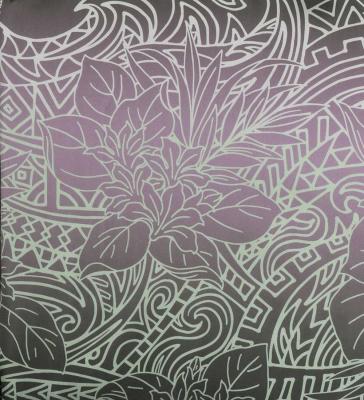 Hula Shantung Pa'u Skirt with Monstera & Kahiko Print / Luxury Collection / J3258-8