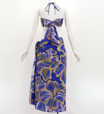 Koshibo Bra Top & Short Pareo / Gradient Hibiscus / Purple & Yellow / J3259-12