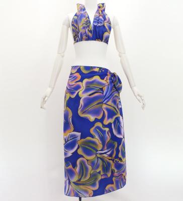 Koshibo Bra Top & Short Pareo / Gradient Hibiscus / Purple & Yellow / J3259-12