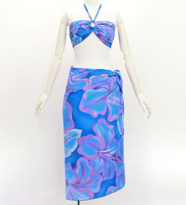 Koshibo Bra Top & Short Pareo / Gradient Hibiscus / Blue & Pink / J3259-13