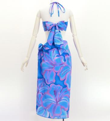 Koshibo Bra Top & Short Pareo / Gradient Hibiscus / Blue & Pink / J3259-13