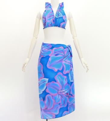 Koshibo Bra Top & Short Pareo / Gradient Hibiscus / Blue & Pink / J3259-13