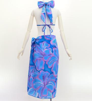 Koshibo Bra Top & Short Pareo / Gradient Hibiscus / Blue & Pink / J3259-13