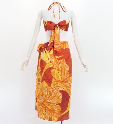 Koshibo Bra Top & Short Pareo / Hibiscus / Orange / J3259-14
